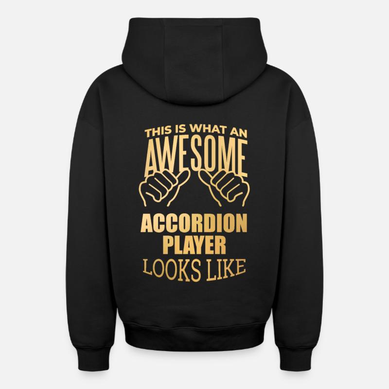 accordéon - Sweat à capuche unisexe zippé oversize épais SPREAD - noir