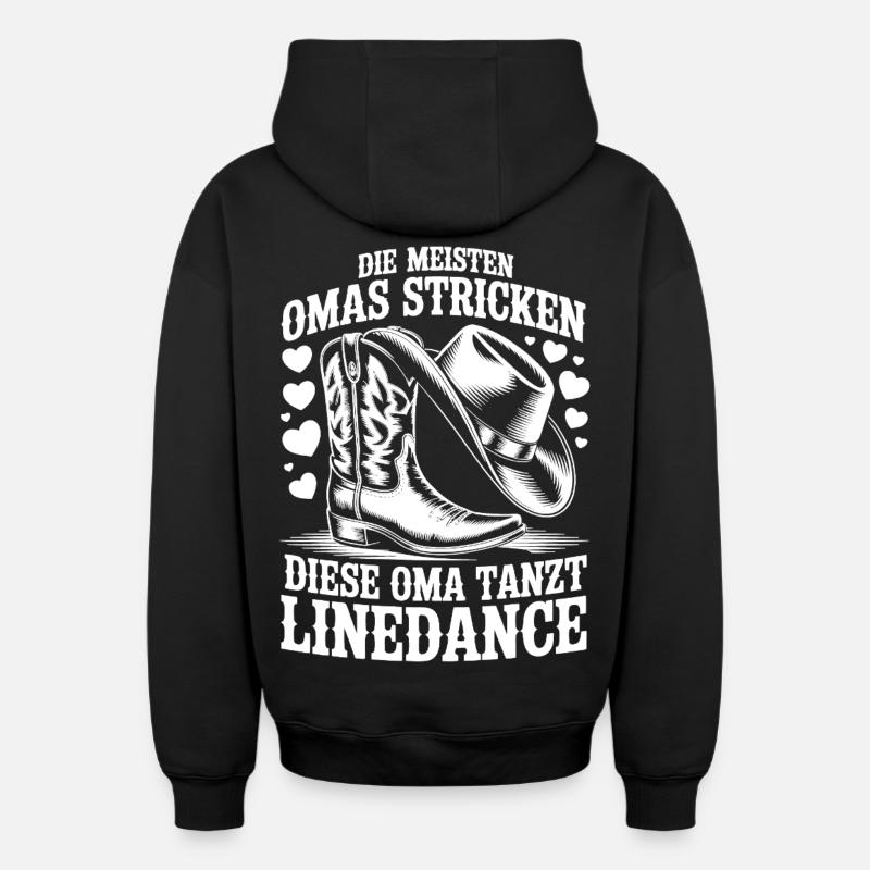 Grand-mère Dancing LineDance - Sweat à capuche unisexe zippé oversize épais SPREAD - noir