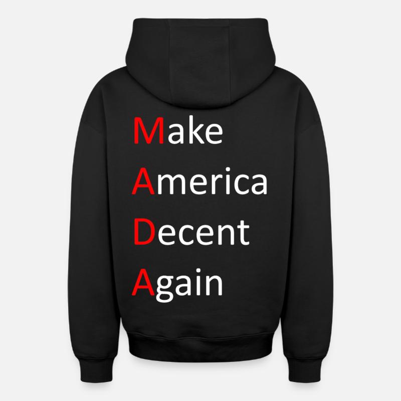 Make_America_Decent_Again - Sweat à capuche unisexe zippé oversize épais SPREAD - noir