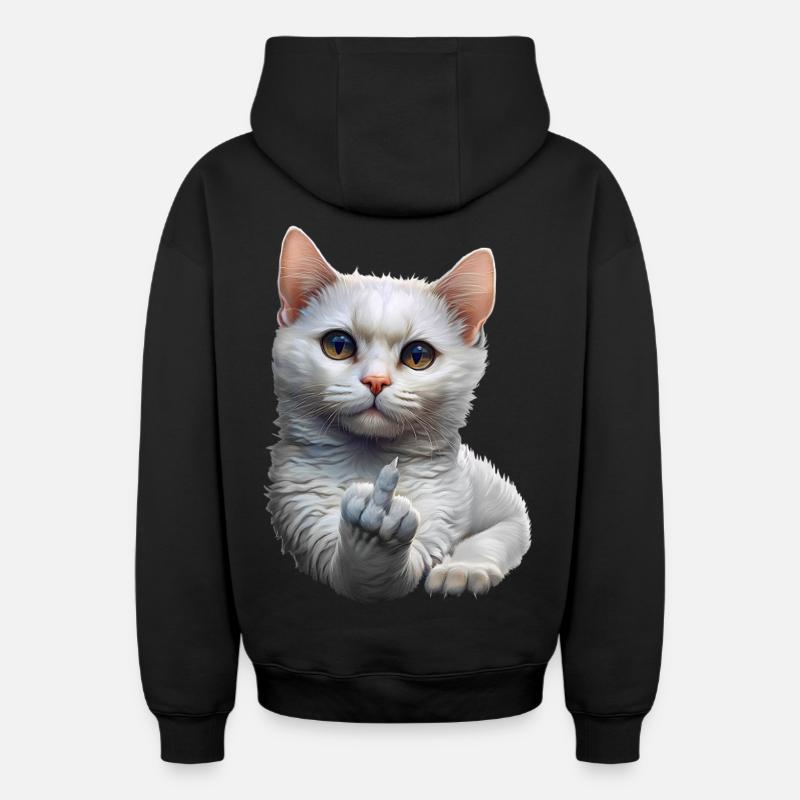 Chat - Sweat à capuche unisexe zippé oversize épais SPREAD - noir
