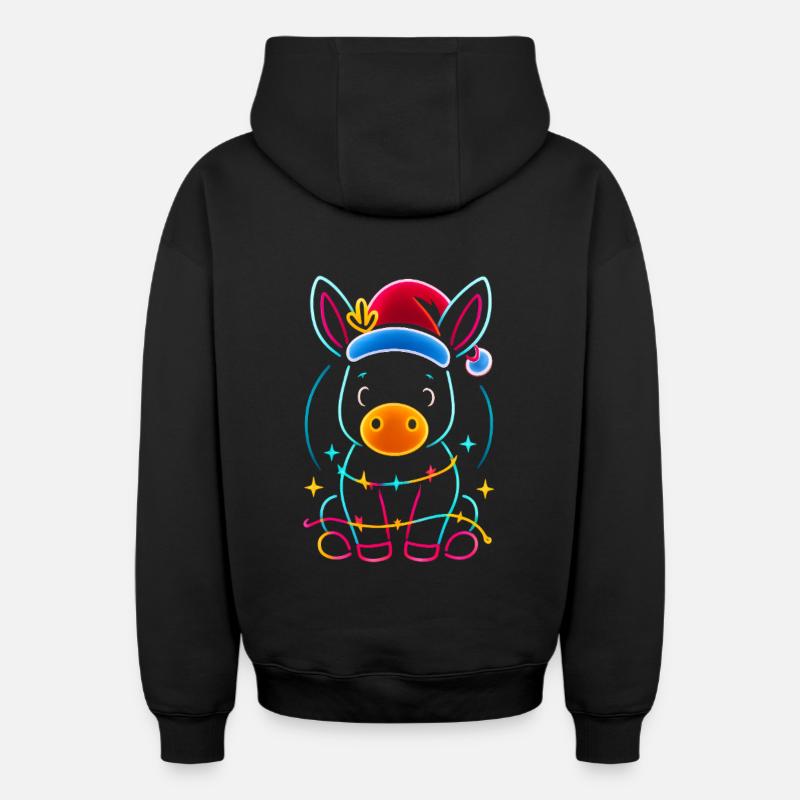 Esel Elfe Weihnachten Lustig Geschenk - Oversized Heavyweight Unisex Zip Hoodie - Schwarz