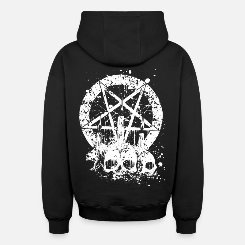 Gothique Skull - Sweat à capuche unisexe zippé oversize épais SPREAD - noir