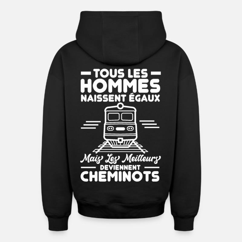 Cheminots - Sweat à capuche unisexe zippé oversize épais SPREAD - noir