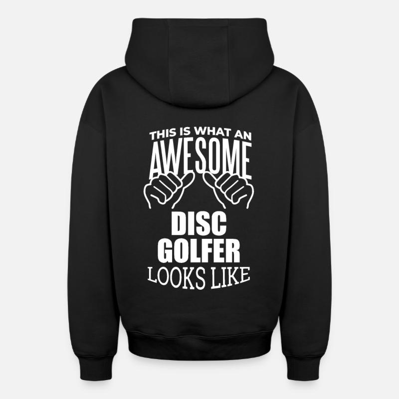 Disc golf - Sweat à capuche unisexe zippé oversize épais SPREAD - noir