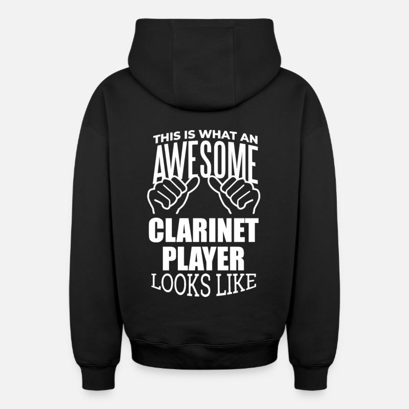 clarinette - Sweat à capuche unisexe zippé oversize épais SPREAD - noir