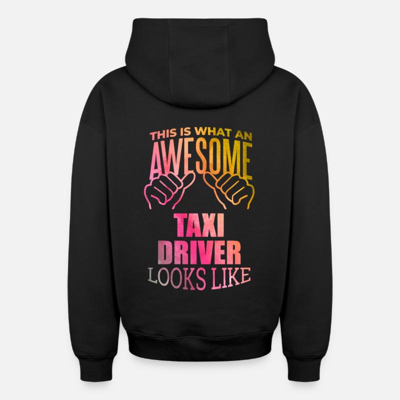 chauffeur de taxi - Sweat à capuche unisexe zippé oversize épais SPREAD - noir