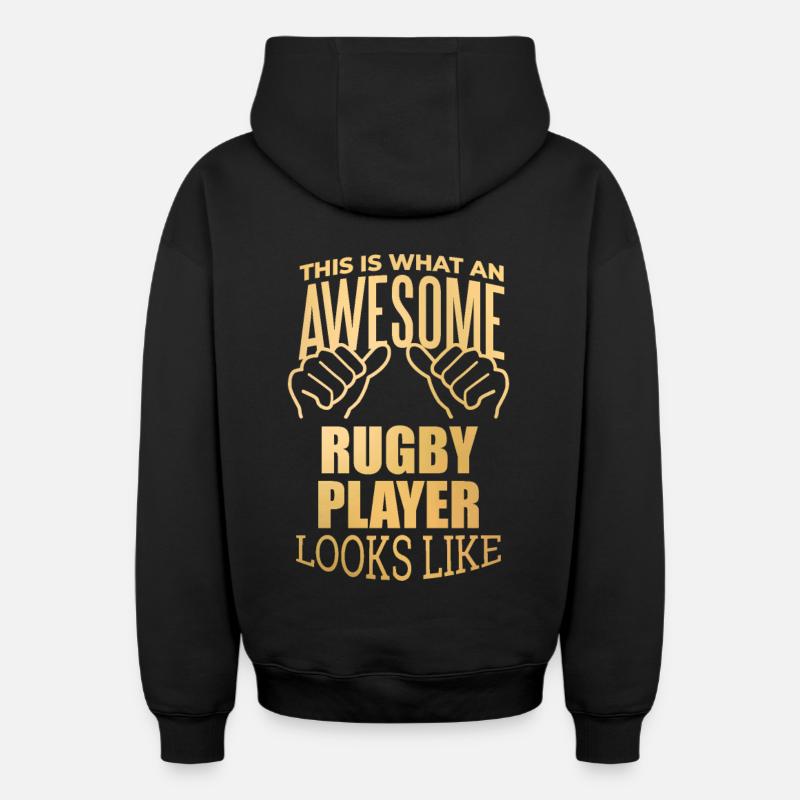rugby - Sweat à capuche unisexe zippé oversize épais SPREAD - noir