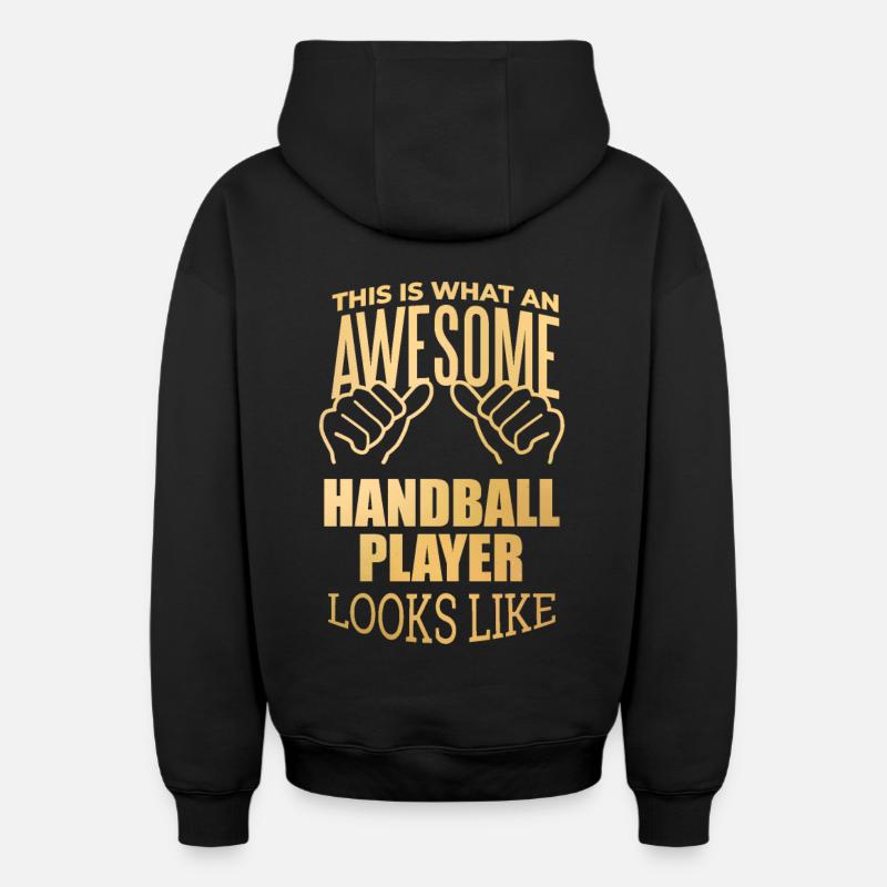 handball - Sweat à capuche unisexe zippé oversize épais SPREAD - noir
