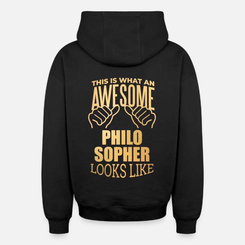 philosophie - Sweat à capuche unisexe zippé oversize épais SPREAD - noir