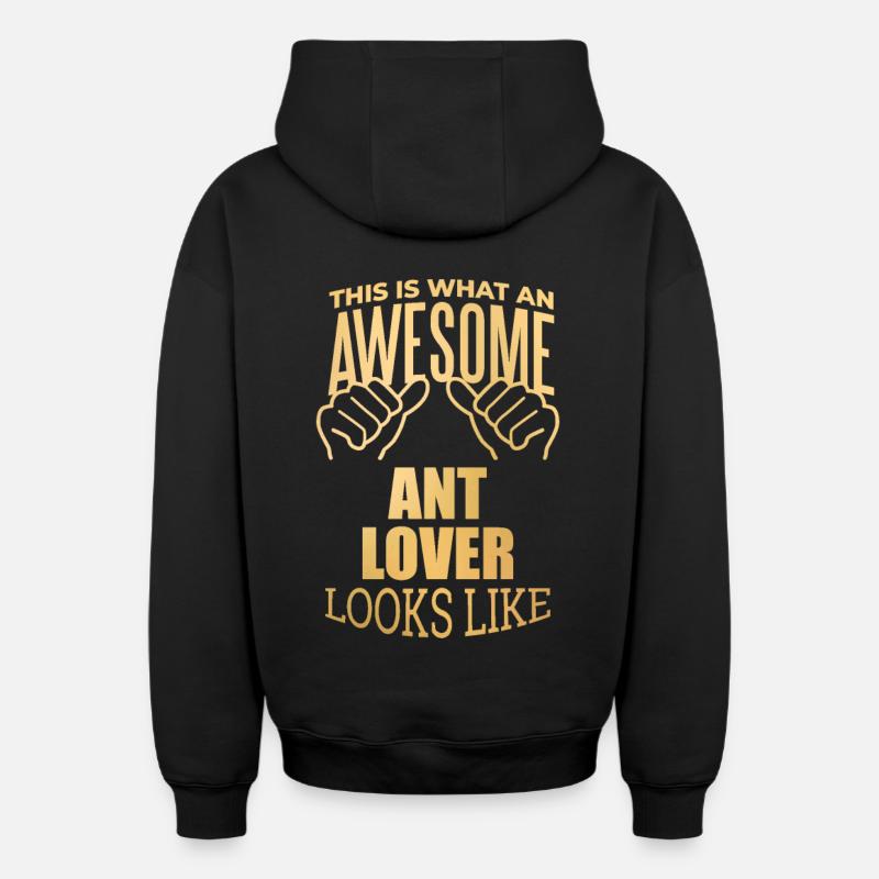 fourmi - Sweat à capuche unisexe zippé oversize épais SPREAD - noir
