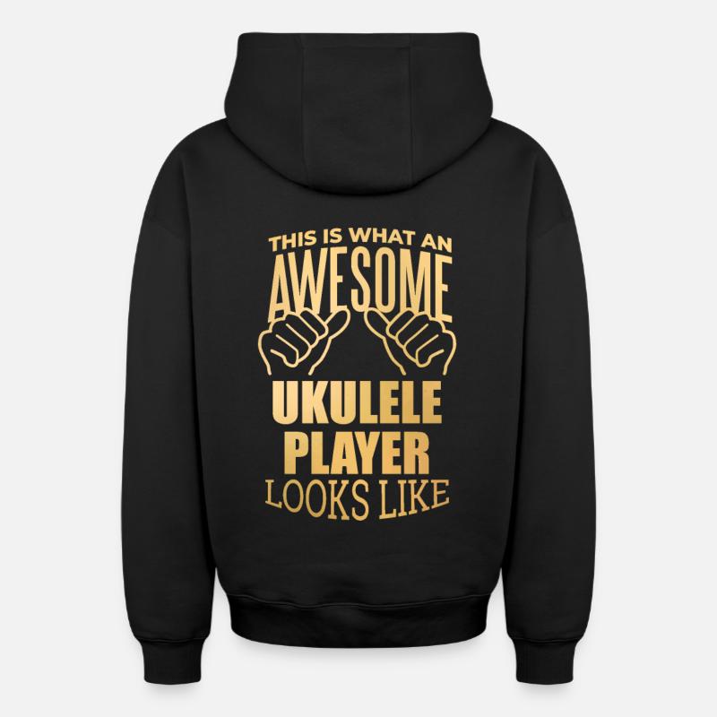 ukulélé - Sweat à capuche unisexe zippé oversize épais SPREAD - noir