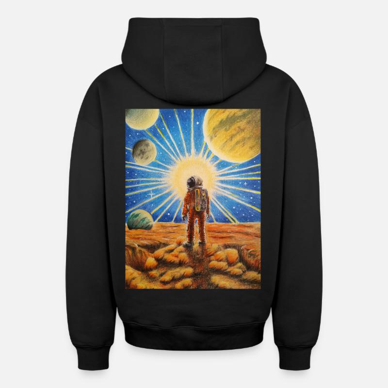 Astronaute sur Mars - Sweat à capuche unisexe zippé oversize épais SPREAD - noir