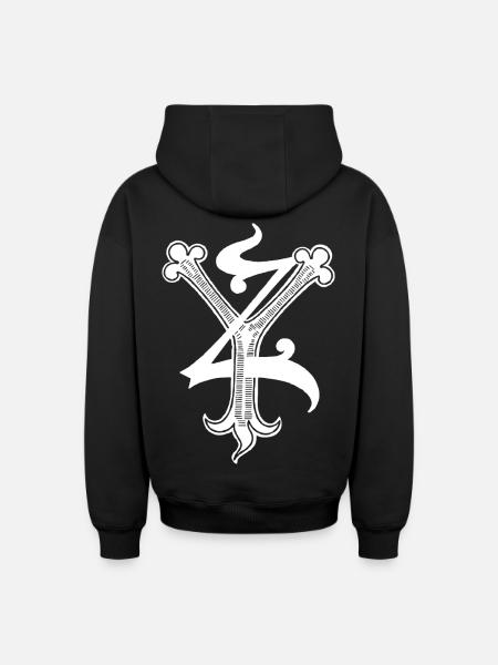 Letters YZ Rapp art - Oversized Heavyweight Unisex Zip Hoodie - black