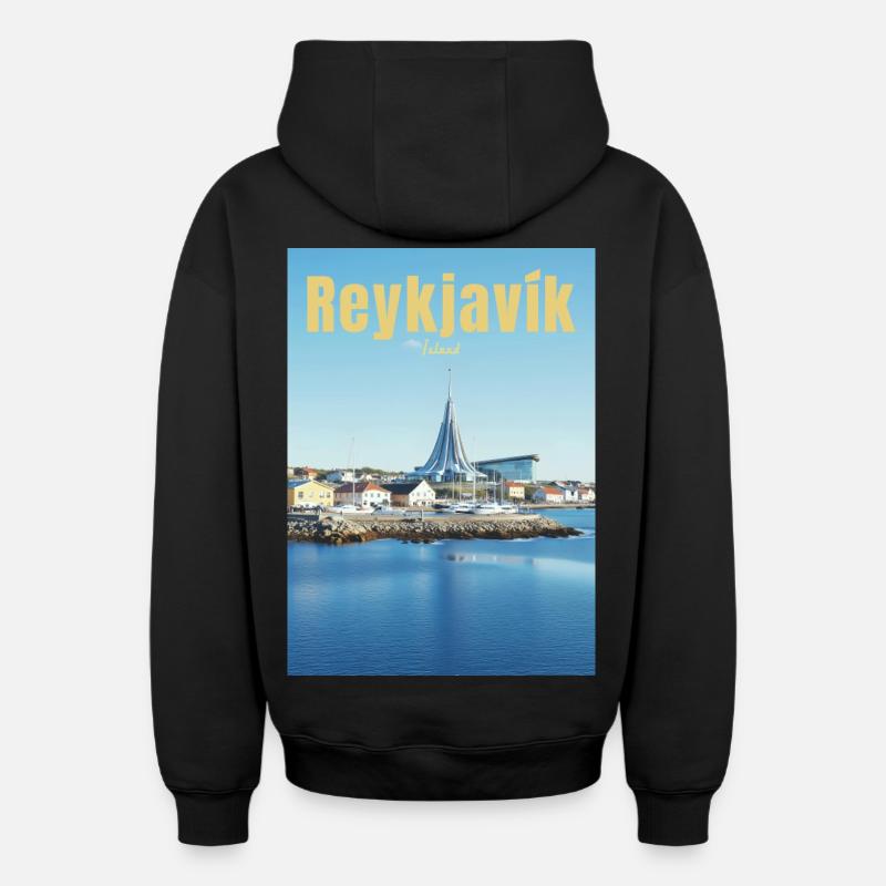 Reykjavík - Sweat à capuche unisexe zippé oversize épais SPREAD - noir