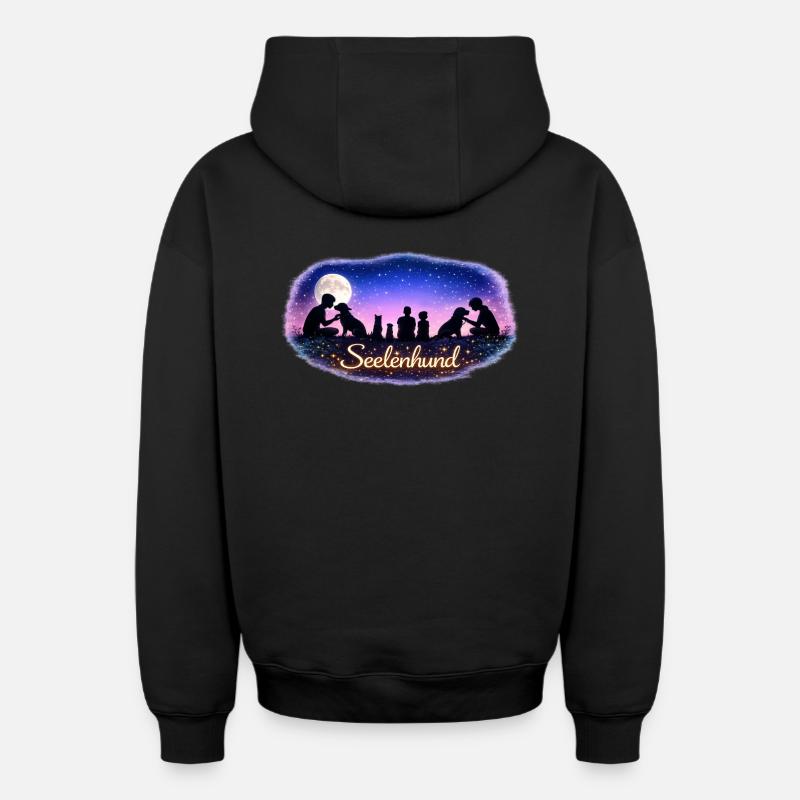 Amour du chien d’âme - Sweat à capuche unisexe zippé oversize épais SPREAD - noir