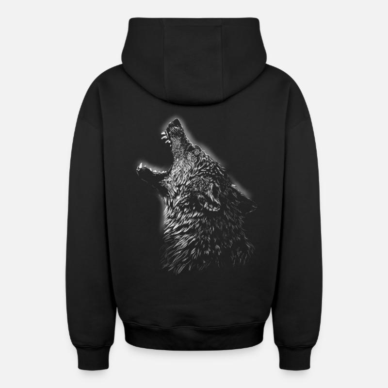 Loup - Sweat à capuche unisexe zippé oversize épais SPREAD - noir