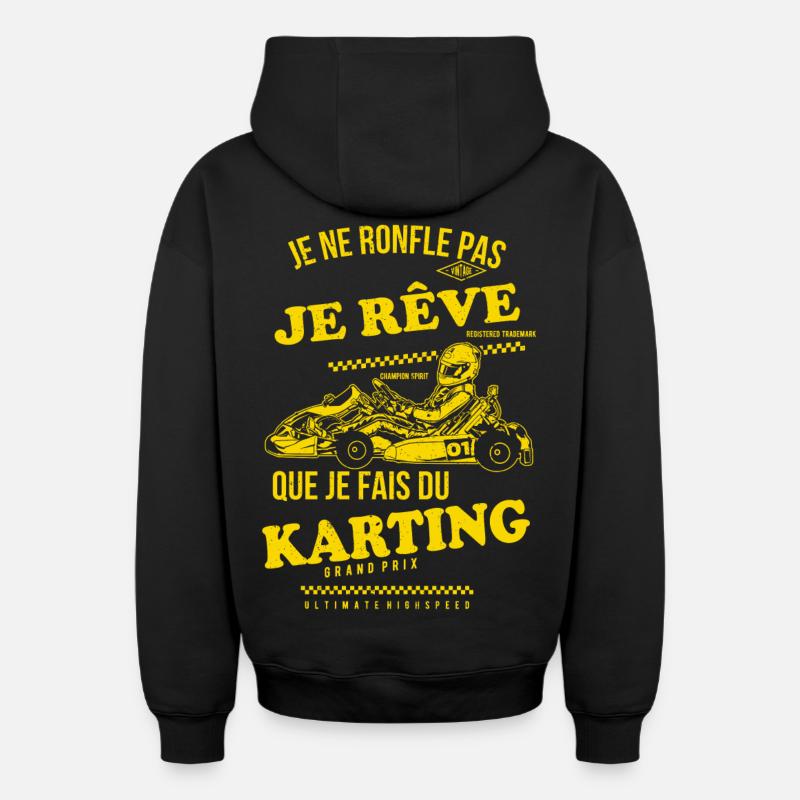 Je rêve karting - Sweat à capuche unisexe zippé oversize épais SPREAD - noir