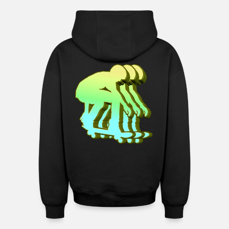 Skateboarder 3D - Sweat à capuche unisexe zippé oversize épais SPREAD - noir