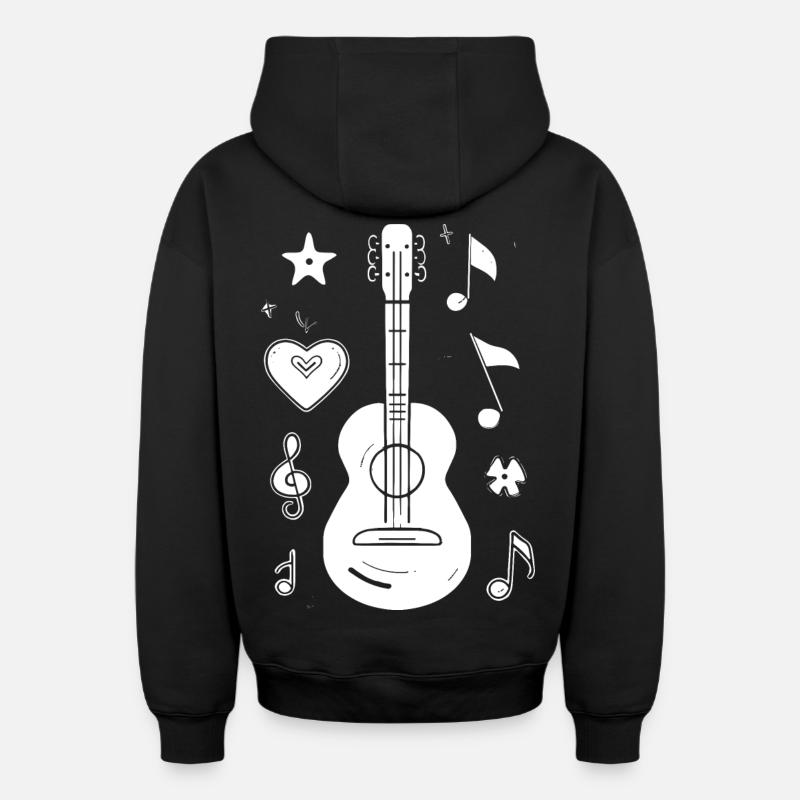 Dessin de ukulélé - Sweat à capuche unisexe zippé oversize épais SPREAD - noir