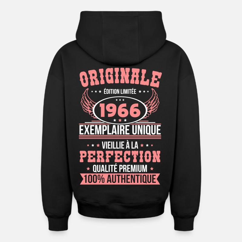 1966 – Exemplaire unique – Qualité premium - Sweat à capuche unisexe zippé oversize épais SPREAD - noir
