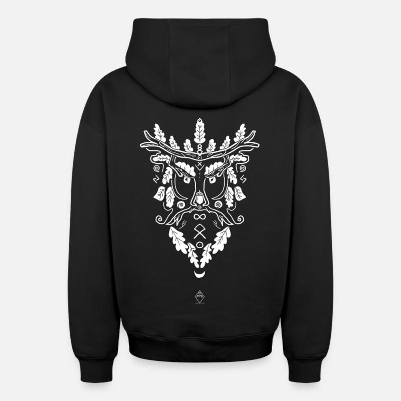 Tree Man - Oversized Heavyweight Unisex Zip Hoodie - Schwarz