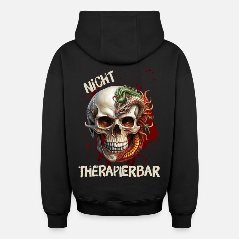 Non traitable - Sweat à capuche unisexe zippé oversize épais SPREAD - noir