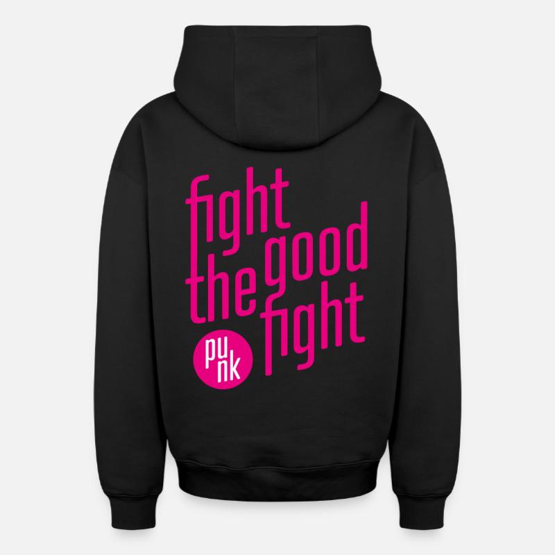 ThinkBick_Fight_the_good_fight_2026_1 - Sweat à capuche unisexe zippé oversize épais SPREAD - noir