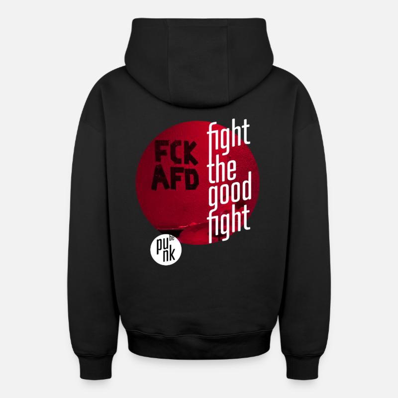 ThinkBick_Fight_the_good_fight_2026_3 - Sweat à capuche unisexe zippé oversize épais SPREAD - noir