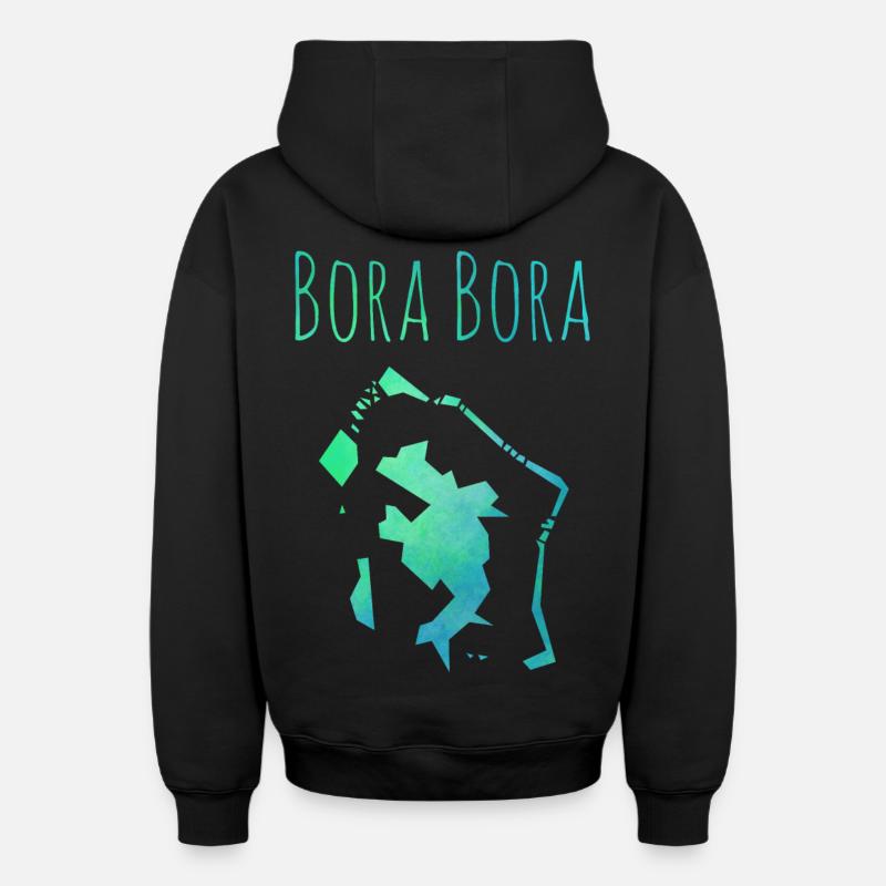 bora bora - Sweat à capuche unisexe zippé oversize épais SPREAD - noir