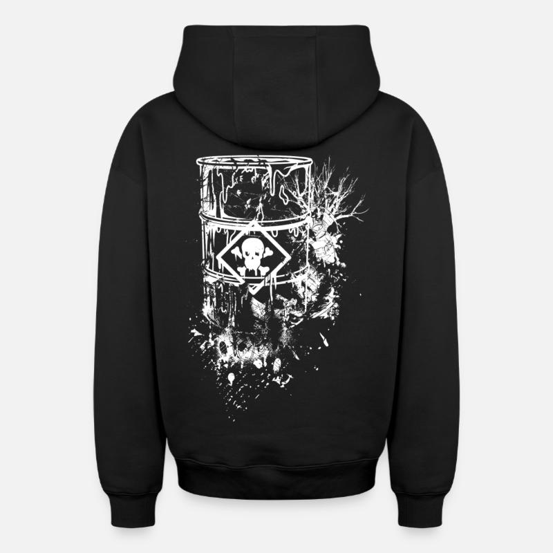 déchets toxiques - Sweat à capuche unisexe zippé oversize épais SPREAD - noir
