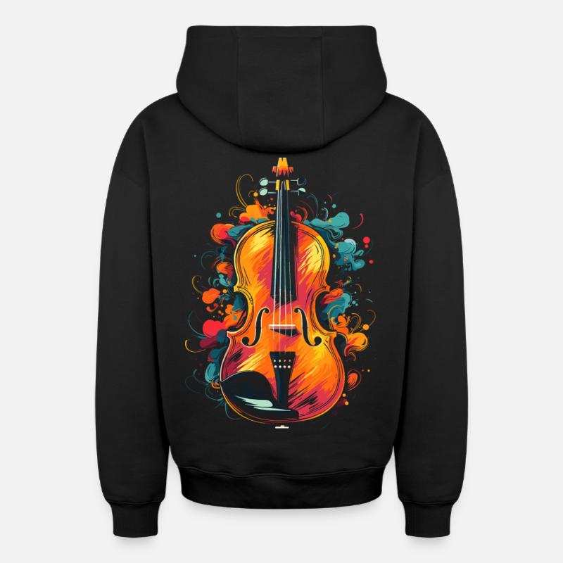 Violon - Sweat à capuche unisexe zippé oversize épais SPREAD - noir