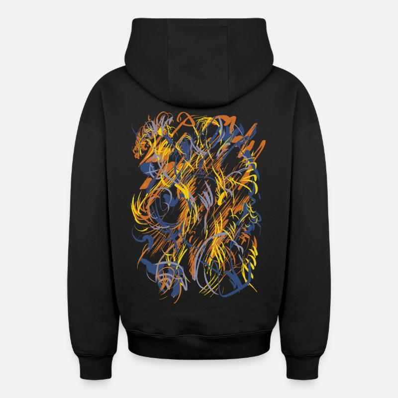Abstrait - Sweat à capuche unisexe zippé oversize épais SPREAD - noir