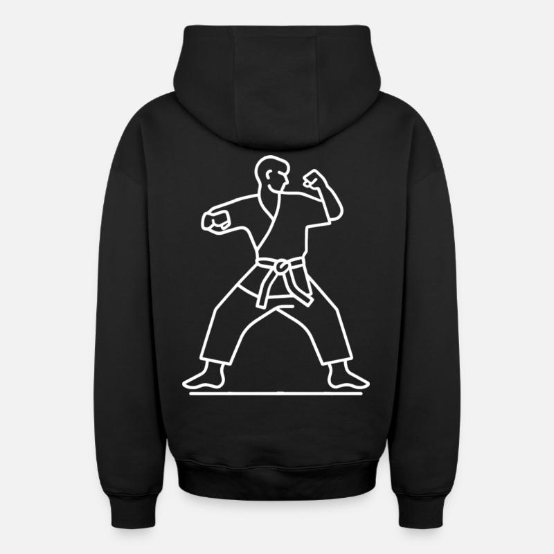 Croquis de Karateka - Sweat à capuche unisexe zippé oversize épais SPREAD - noir