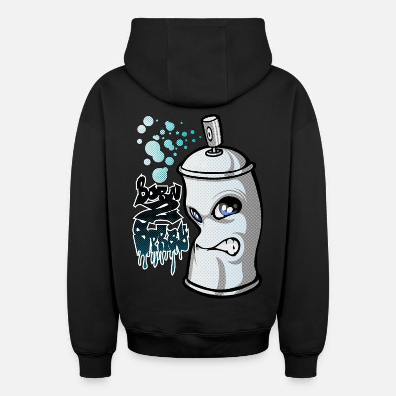 Paint Spray and graffiti - Sweat à capuche unisexe zippé oversize épais SPREAD - noir