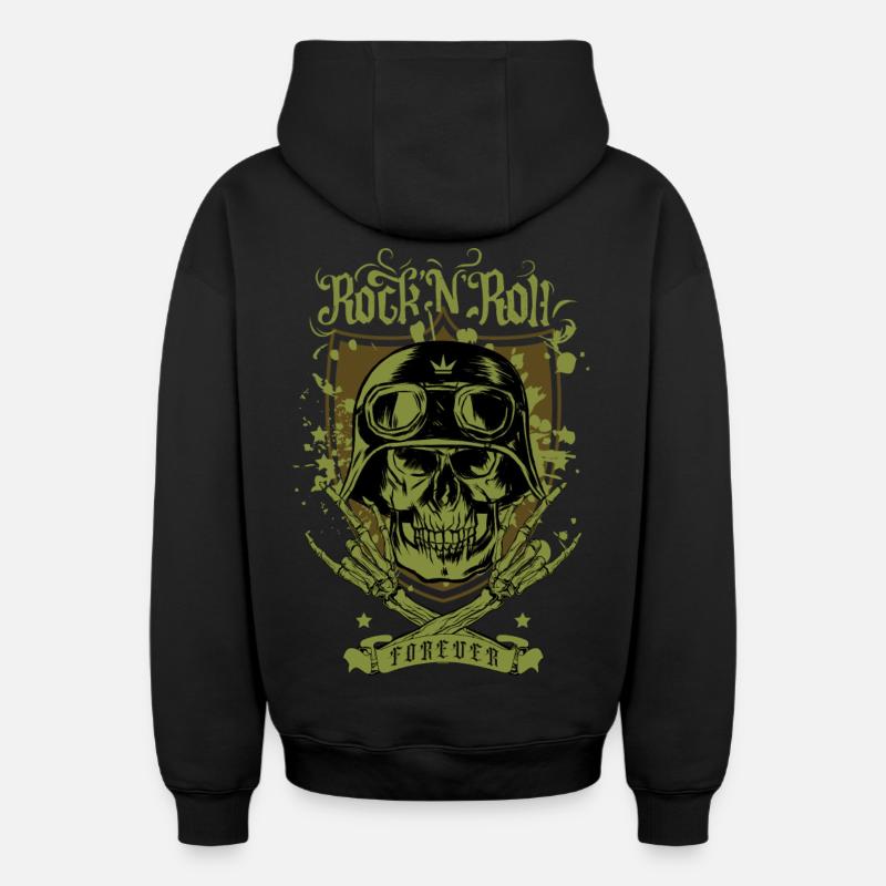 Rock 'n' Roll pour toujours - Sweat à capuche unisexe zippé oversize épais SPREAD - noir