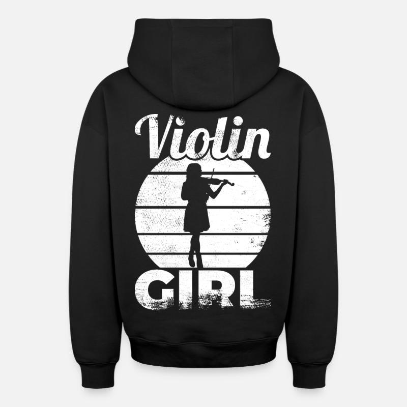 Drôle de fille de violon - Sweat à capuche unisexe zippé oversize épais SPREAD - noir
