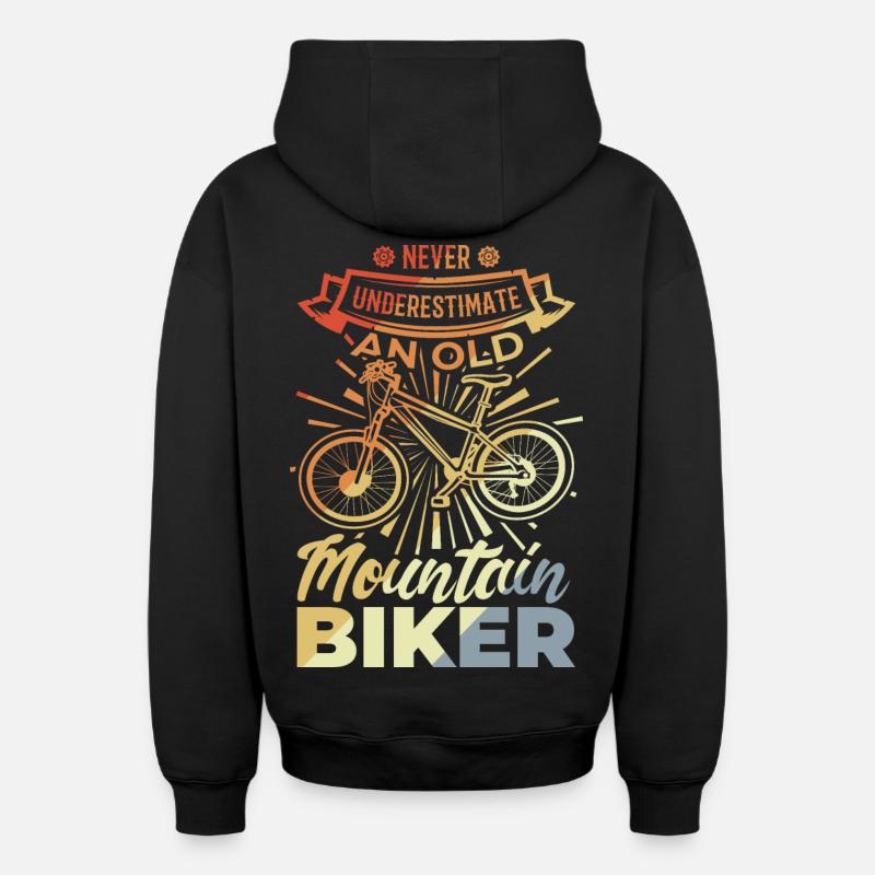 Never Underestimate A Old Mountain Biker - Oversized Heavyweight Unisex Zip Hoodie - Schwarz