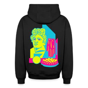 Art Food - Sweat à capuche unisexe zippé oversize épais SPREAD - noir - Dos - AI Model Male 185 dark (185cm)