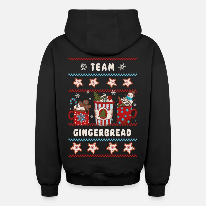 Équipe Gingerbread - Joyeux Noël - Sweat à capuche unisexe zippé oversize épais SPREAD - noir