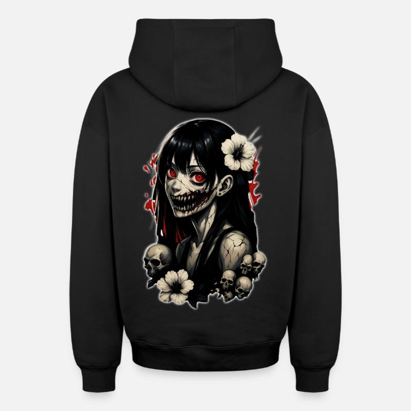 Fille d’Anime d’Horreur - Sweat à capuche unisexe zippé oversize épais SPREAD - noir