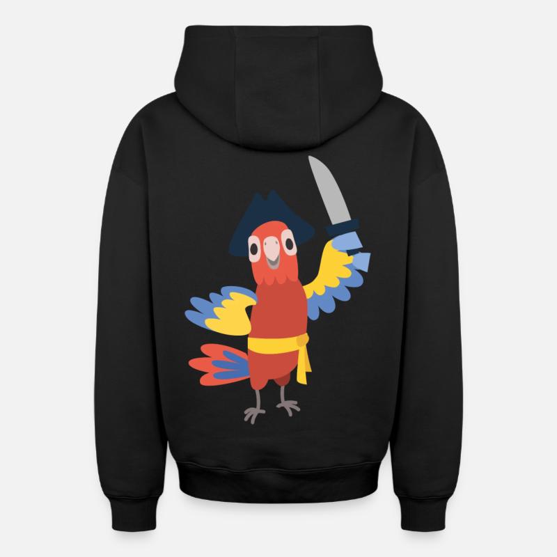 Perroquet - Sweat à capuche unisexe zippé oversize épais SPREAD - noir