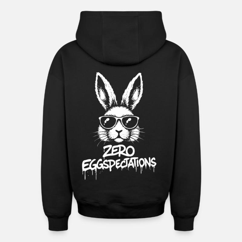 Zero Eggspectations - Oversized Heavyweight Unisex Zip Hoodie - Schwarz