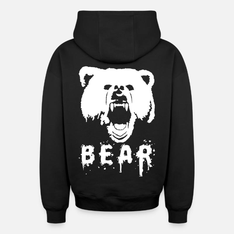 Ours - Sweat à capuche unisexe zippé oversize épais SPREAD - noir