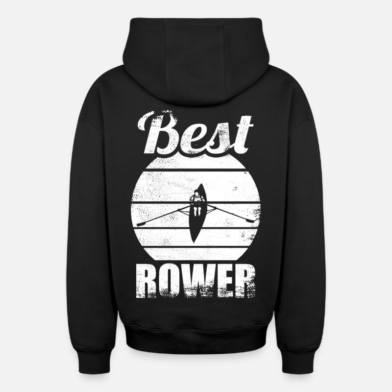 Rameur - Sweat à capuche unisexe zippé oversize épais SPREAD - noir