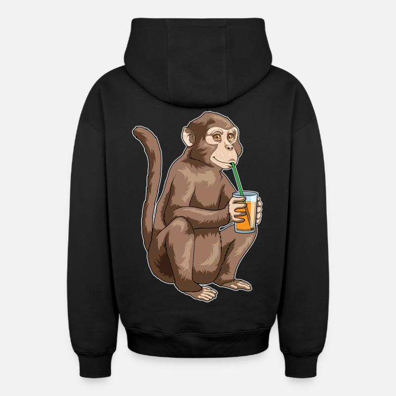 Jus de singe - Sweat à capuche unisexe zippé oversize épais SPREAD - noir