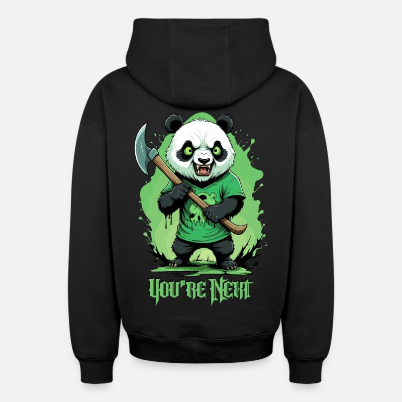 Zombie Panda - Sweat à capuche unisexe zippé oversize épais SPREAD - noir