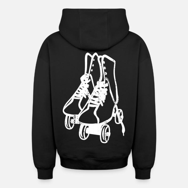 Patins à roulettes rétro - Sweat à capuche unisexe zippé oversize épais SPREAD - noir