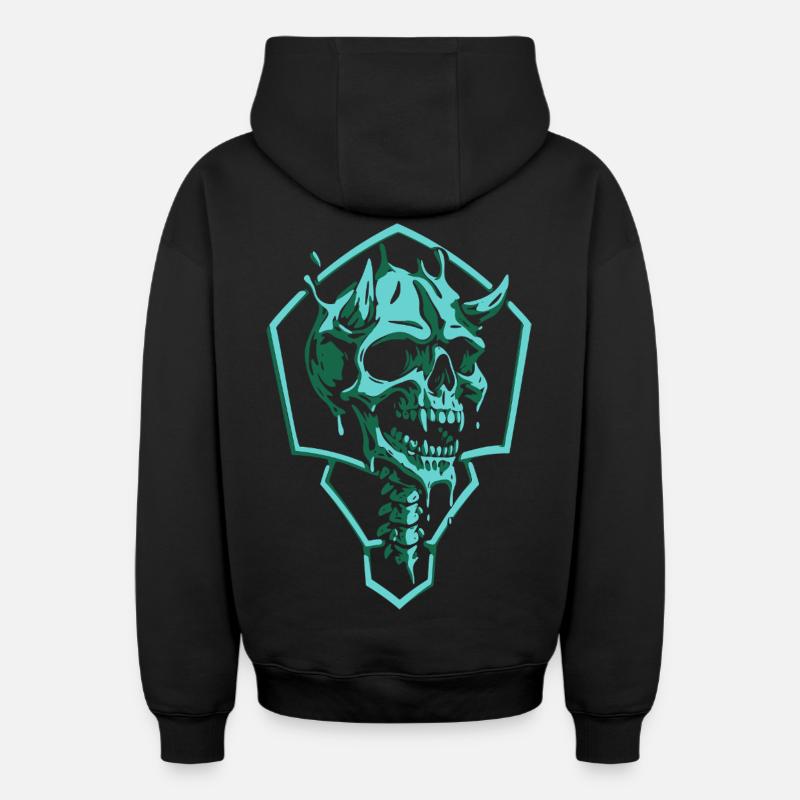 Crâne d’émeraude déchiré - Sweat à capuche unisexe zippé oversize épais SPREAD - noir