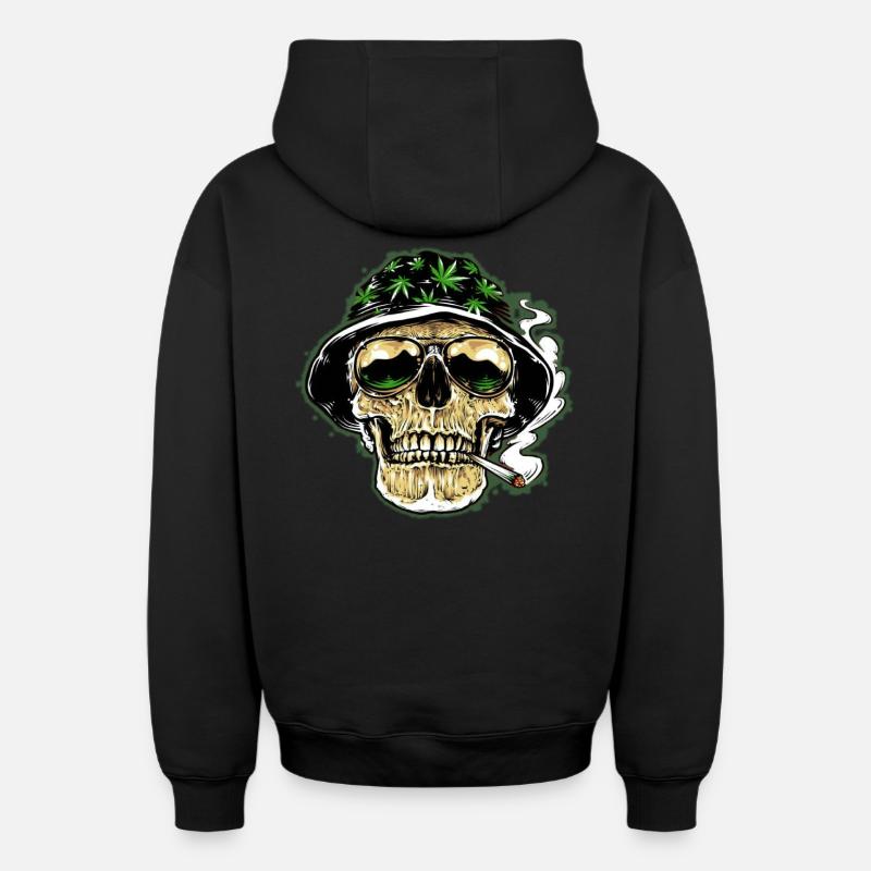 Kiff Skull - Sweat à capuche unisexe zippé oversize épais SPREAD - noir