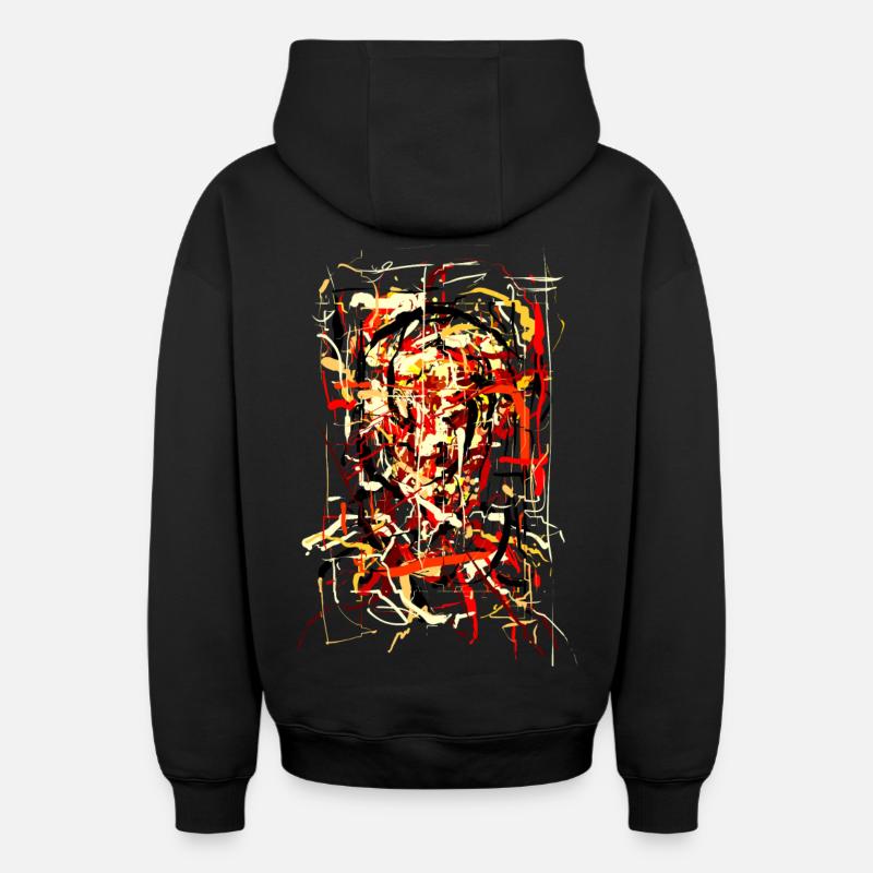 Flaming Devil - Oversized Heavyweight Unisex Zip Hoodie - black
